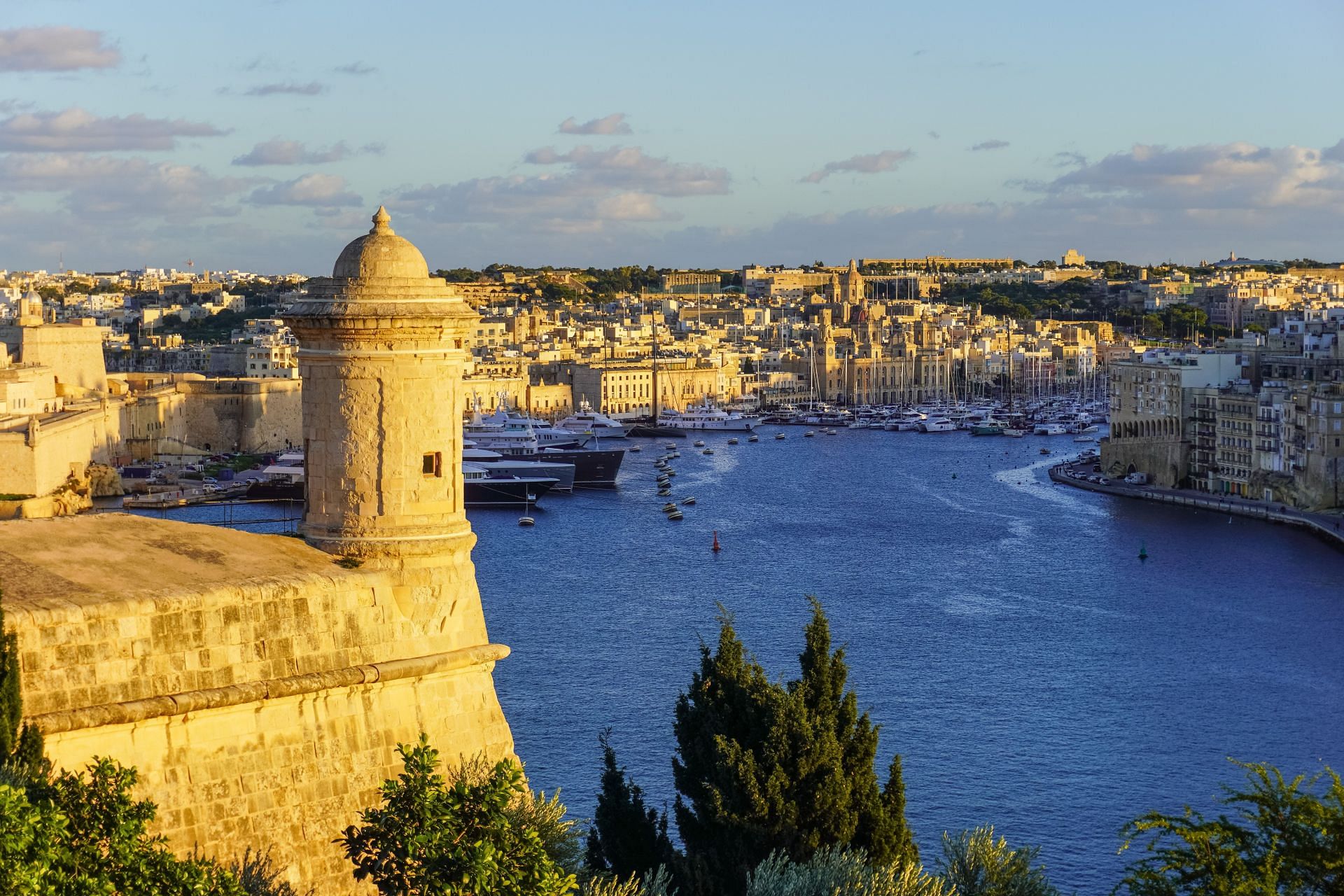 A general view of the Grand Harbour from Upper Barrakka Gardens in Valletta, Malta, on December 22, 2024. (Photo by Michal Fludra/NurPhoto via Getty Images)